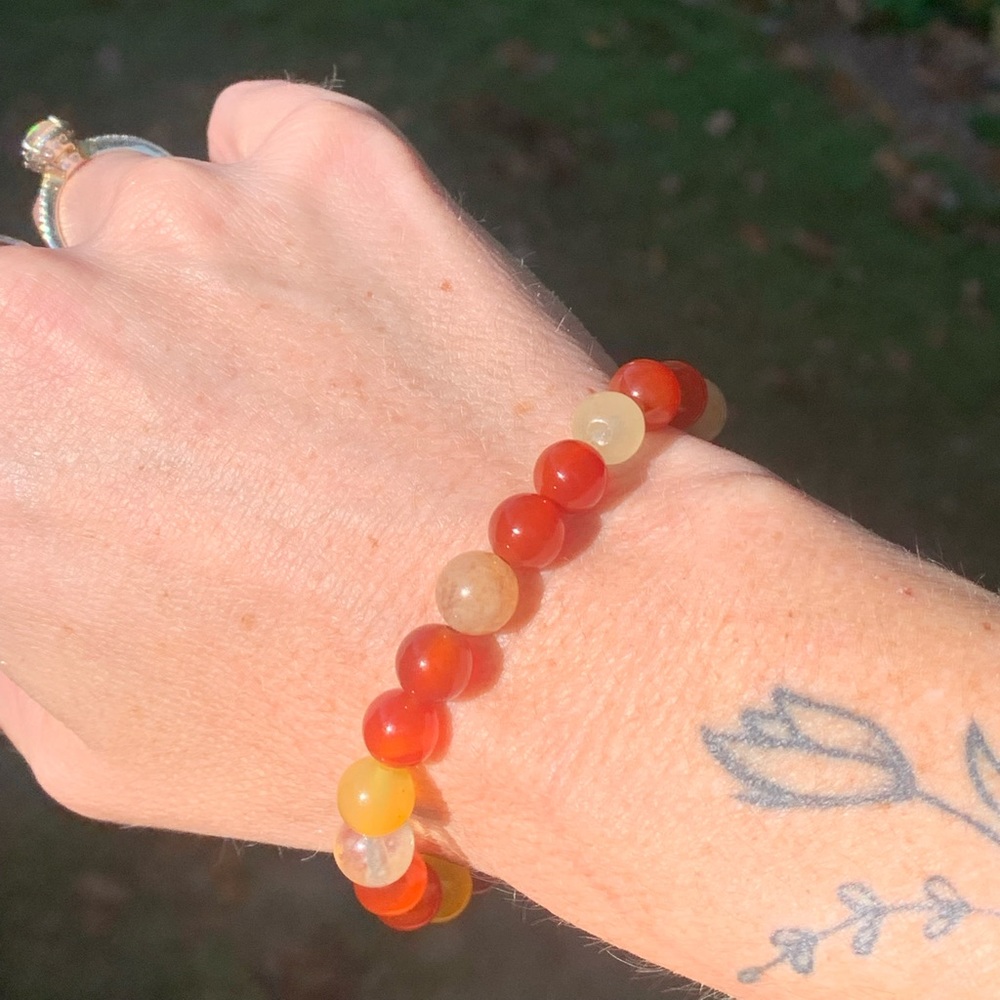 carnelian and yellow agate crystal bracelet